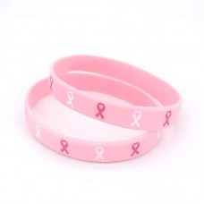 Pink Ribbon Silicone Wristband 