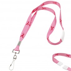 5/8" Pink Ribbon Lanyard 