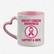 11oz Pink Ribbon Heart Mug 