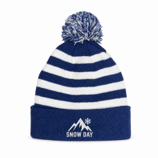 Striped Pom Knit Beanie 