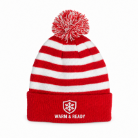 Striped Pom Knit Beanie