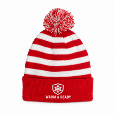 Striped Pom Knit Beanie 