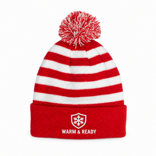 Striped Pom Knit Beanie