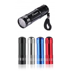Mini Aluminum 9 LED Flashlight (3 AAA batteries included) 