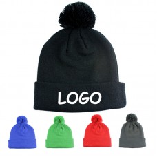 Cuff Knitted POM Beanie  