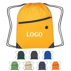 Drawstring Backpack With Front Zipper 