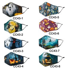 Face Mask 2-Ply Fabric with Filter Pocket Halloween  