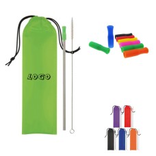Drinking Straw Kit w/ Silicone Tip & Pouch 