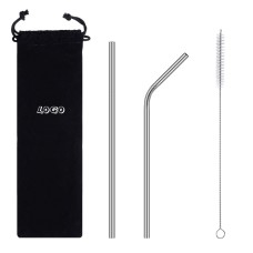 Drinking Straw Set with Pouch & Cleaning Brush 