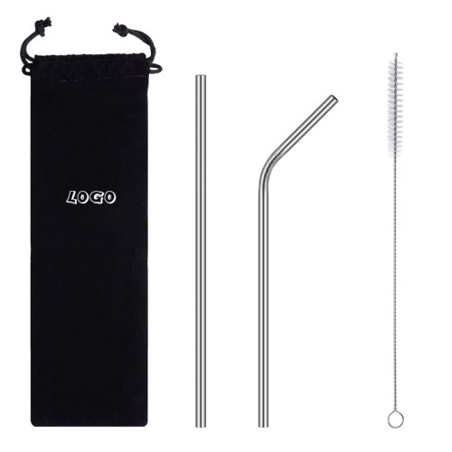 Drinking Straw Set with Pouch & Cleaning Brush
