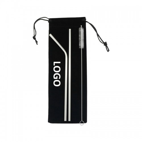 Silver Stainless Steel Straw Set