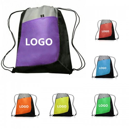 Non-Woven Drawstring Backpacks With Front Pocket