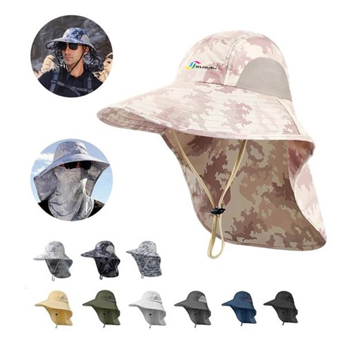 Wide Brim Fishing Sun Hat With Neck Flap